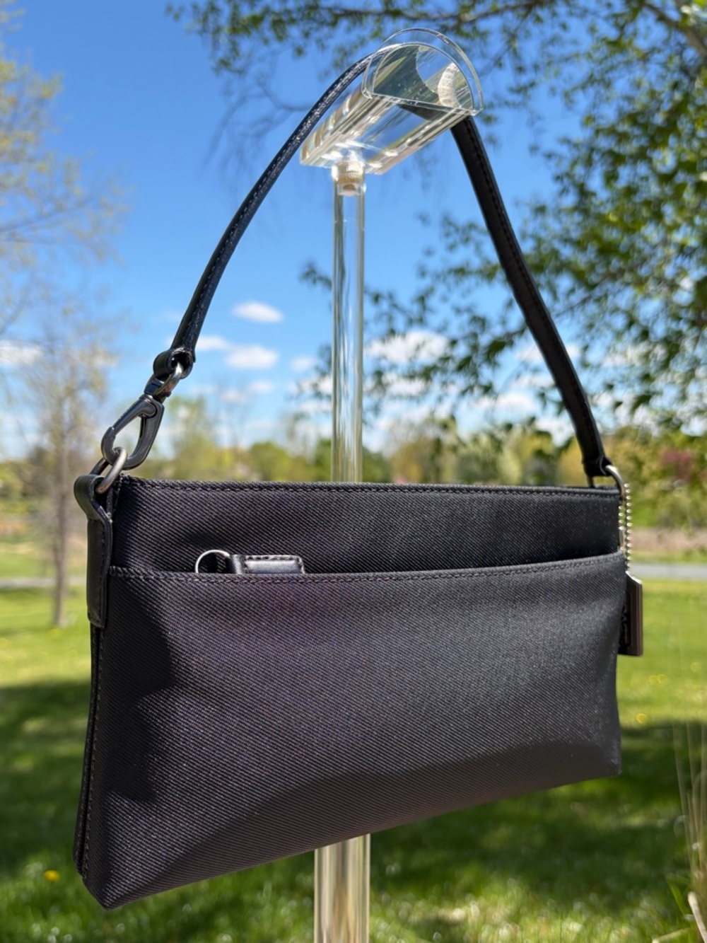 Vintage COACH Mercer Demi Clutch Black Twill Leather 7407 EUC